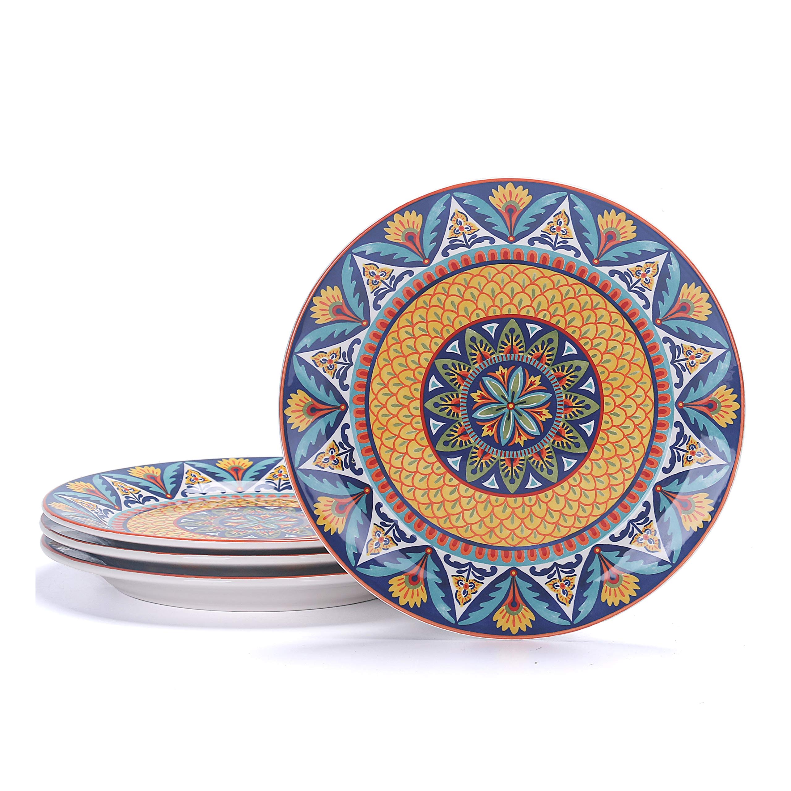 Havana Salad Plates Set of 4, 8.75 Inch Ceramic Dessert Plates for Salad, Appetizer, Side Dishes, Microwave and Dishwasher Safe, Gift for Housewarming and Thanksgiving