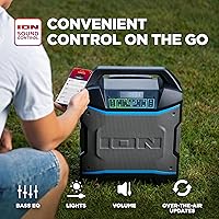 Vista 5 de ION Block Rocker - Altavoz portátil Bluetooth para fiestas al aire libre con micrófono de karaoke, batería, 4 altavoces, radio, puerto USB