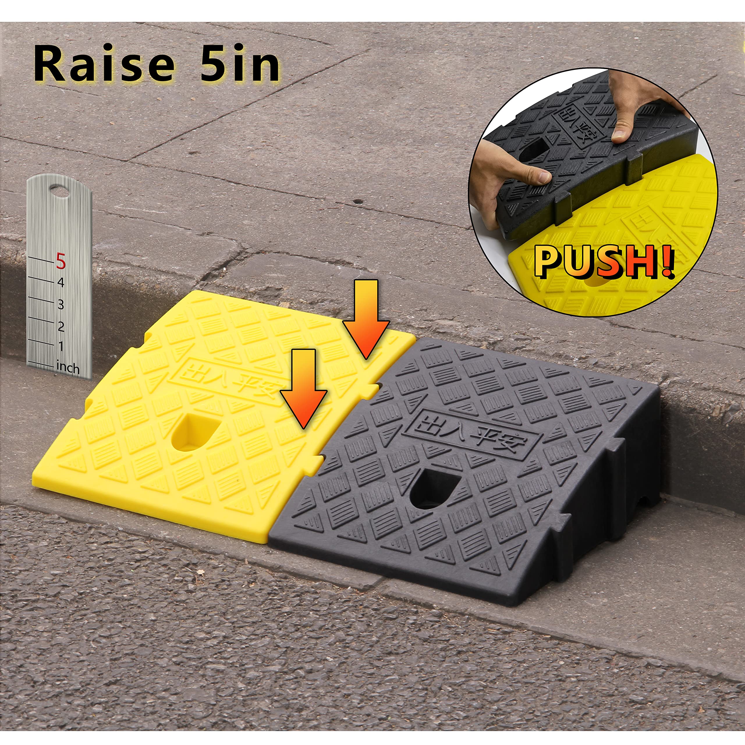 Curb Ramps - 2 Pack, Black & Yellow -2 Curb Ramps - 2 Pack, Black & Yellow -2