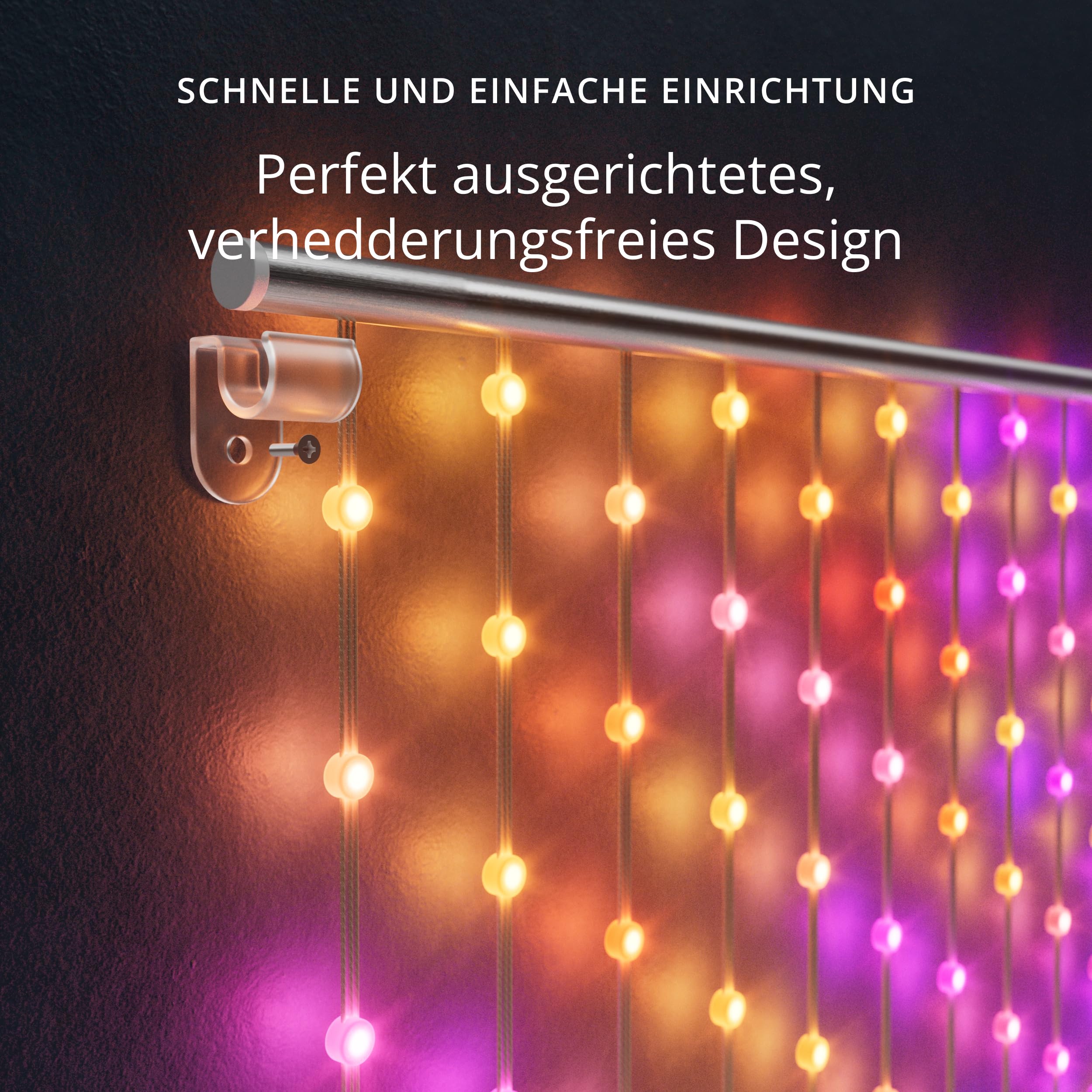 Twinkly Matrix 480 LED RGB LED-Vorhang hohe Dichte Smart RGB Gaming-Lichter kompatibel Razer Chroma Omen Alexa Google Home App-Steuerung transparentes Kabel 1m x 1m
