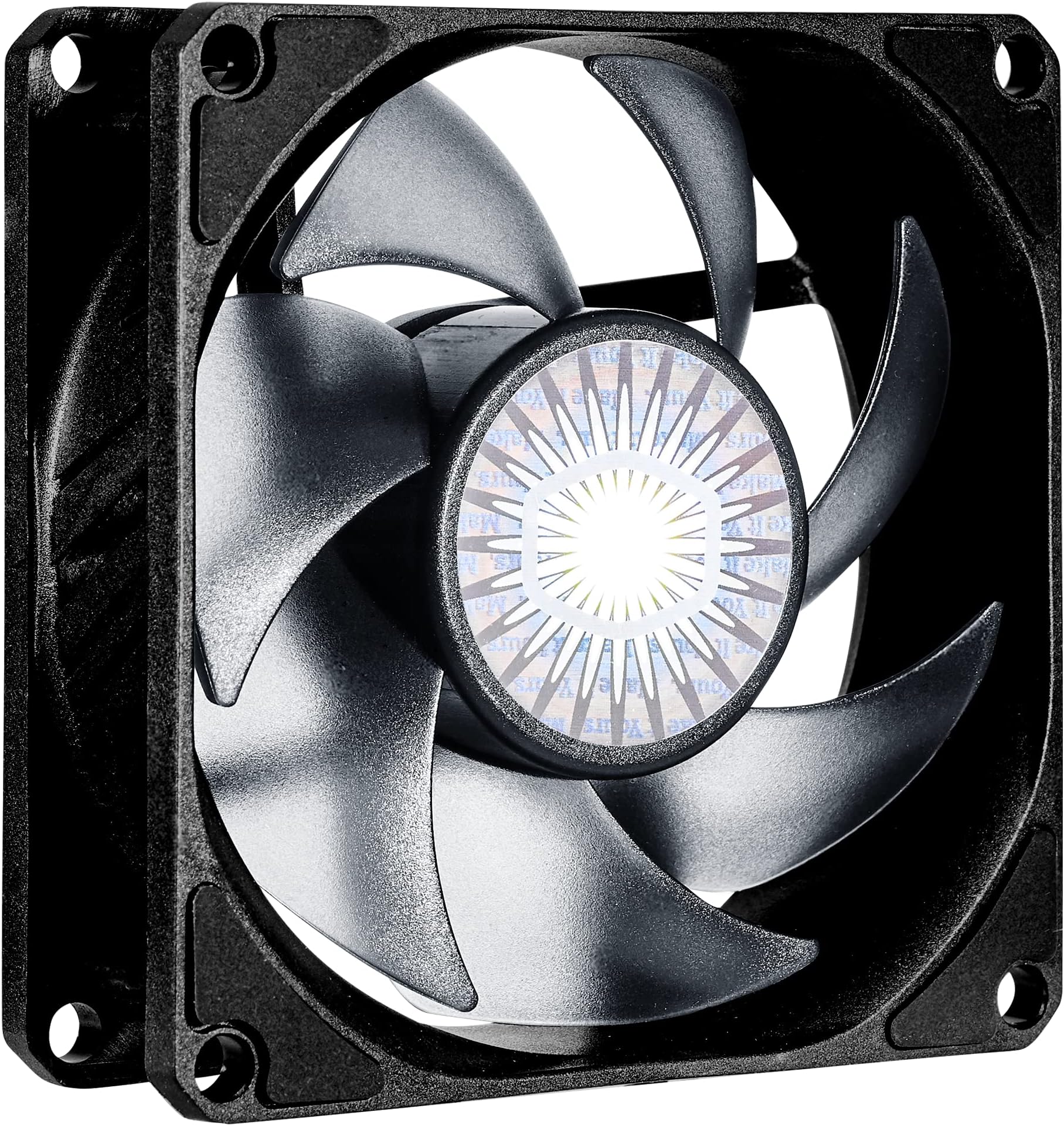 Cooler Master SickleFlow 80 All-Black Square Frame Fan, Air Balance Curve Blade, Sealed Bearing, PWM Control for Computer Case & Air Coolers