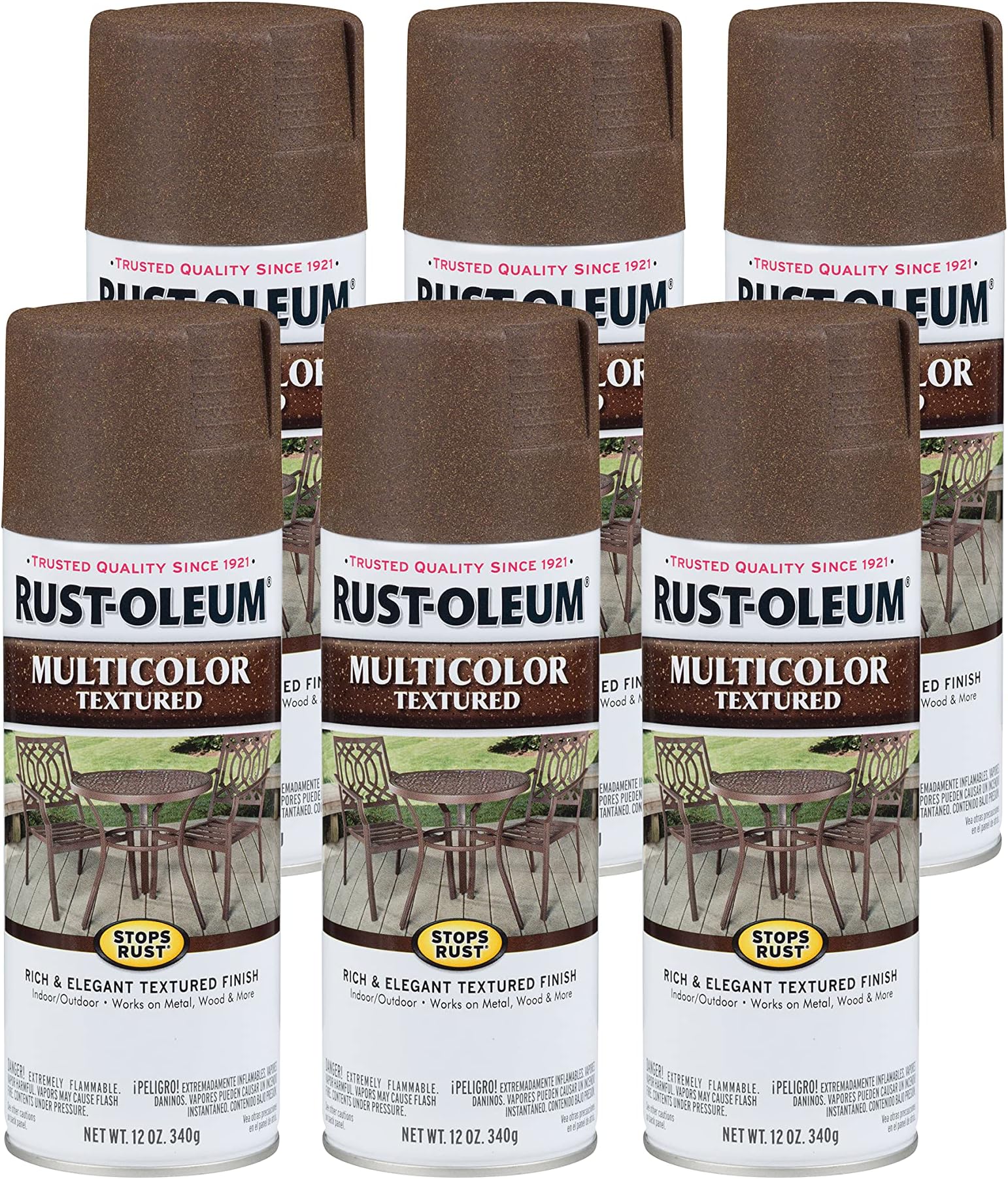 223523-6PK Stops Rust Multi-Color Textured Spray Paint, 12 oz, Autumn Brown, (Pack of 6)