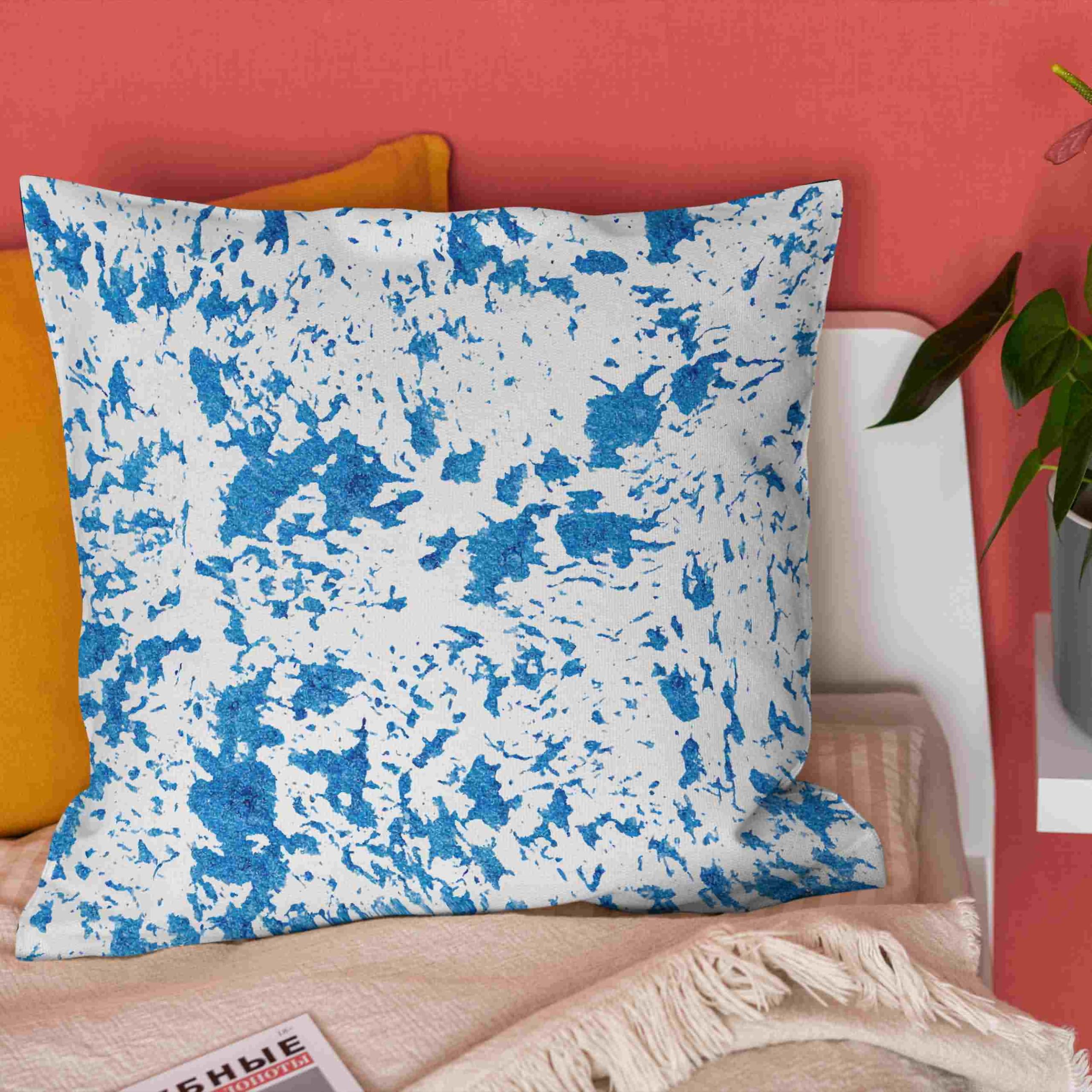 Lino Federa Cuscini Arredo Federe Cuscino Fantasia 50x50cm, Arte Geometrica Federe Cuscini Tropicali Copricuscino Blu Divano da Salotto 4Pcs