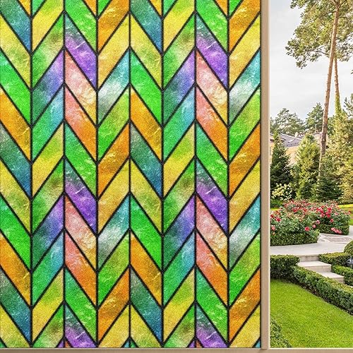 Película de privacidad para ventana de vidrio arcoíris, película de ventana de vidrio manchado, película de privacidad para ventana, película de