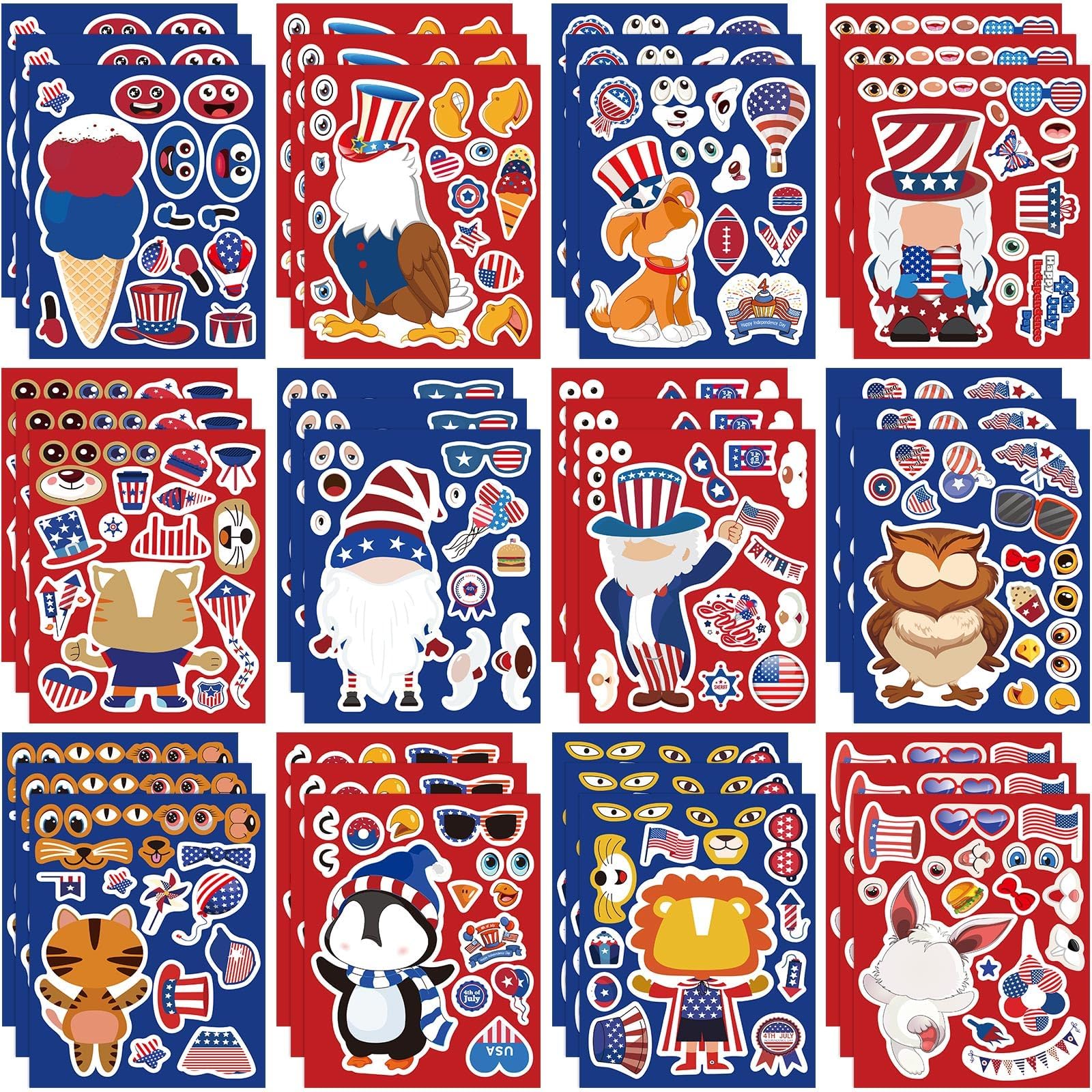 4th of July Make-a-Face Stickers 4th of July Make-a-Face Stickers