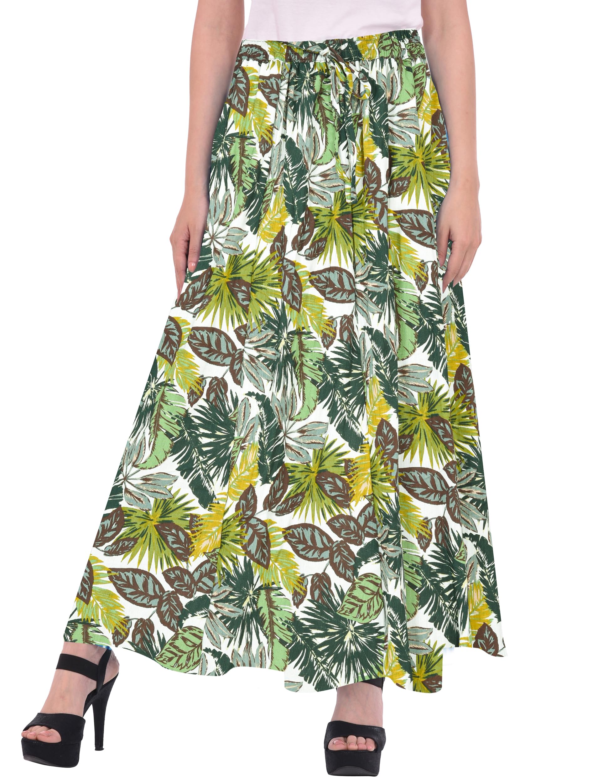 cotton breeze Women's Regular Fit Printed A-line Skirt Blue-picture-19