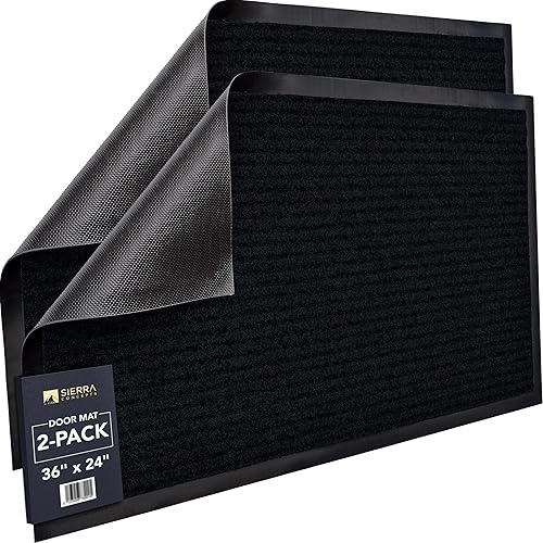 Sierra Concepts Paquete de 2 tapetes grandes para puerta delantera, 36 x 24 pulgadas, tapetes de bienvenida para interiores y exteriores, para