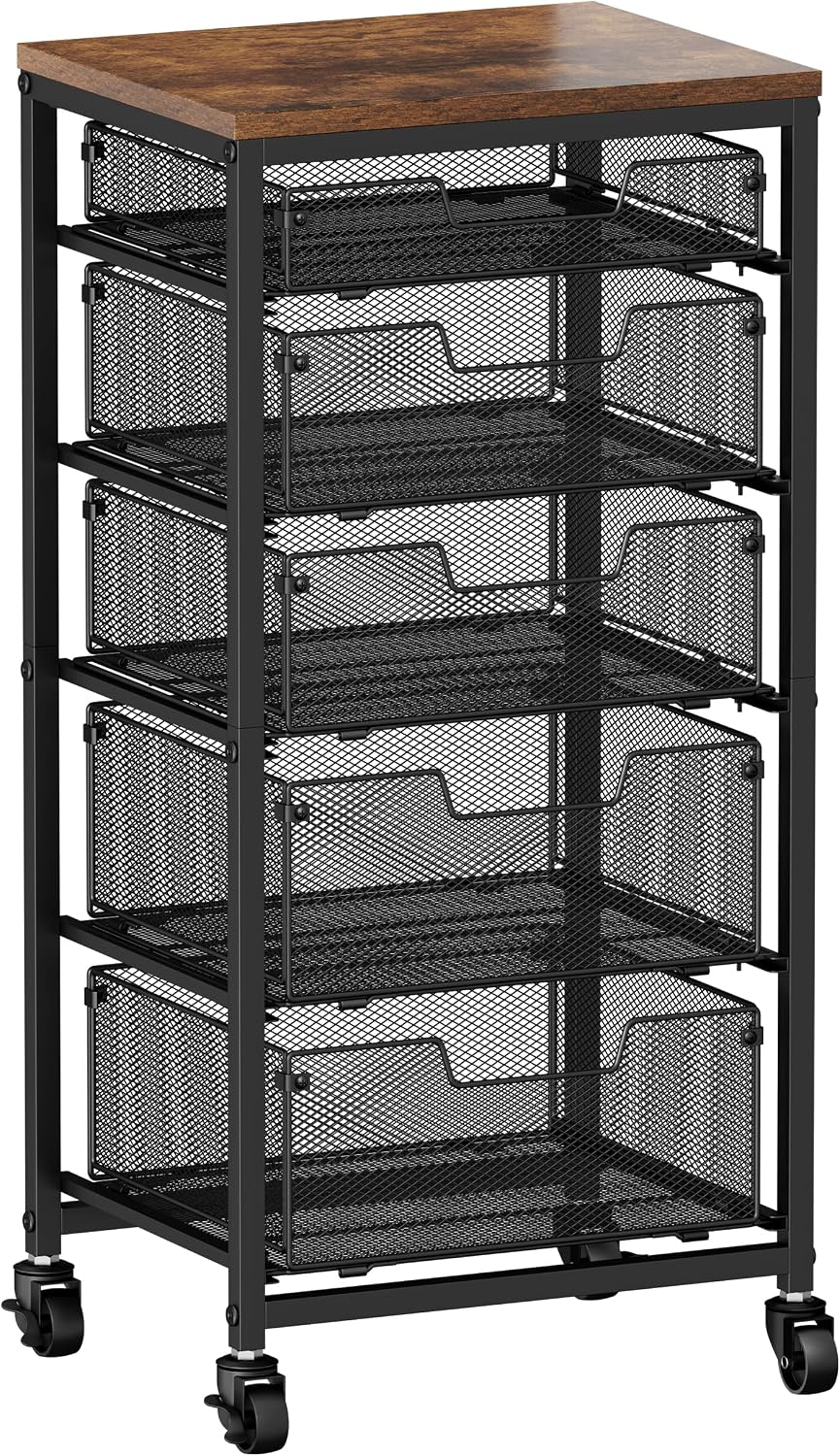 Under Desk Storage Cart with Lockable Wheels, 3-Drawer Rolling Storage Cart, Metal Utility Cart with Drawers for Art, Cart, Classroom, Office, Kitchen, Bedroom, Dorm Storage Under Bed thumbnail
