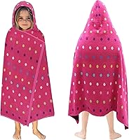 ORIGINAL KIDS Hooded Bath Towel Wrap for Toddlers - 100% Cotton Reversible Plush 26x50 Inch Pink Multicolor Beach Pool Towel