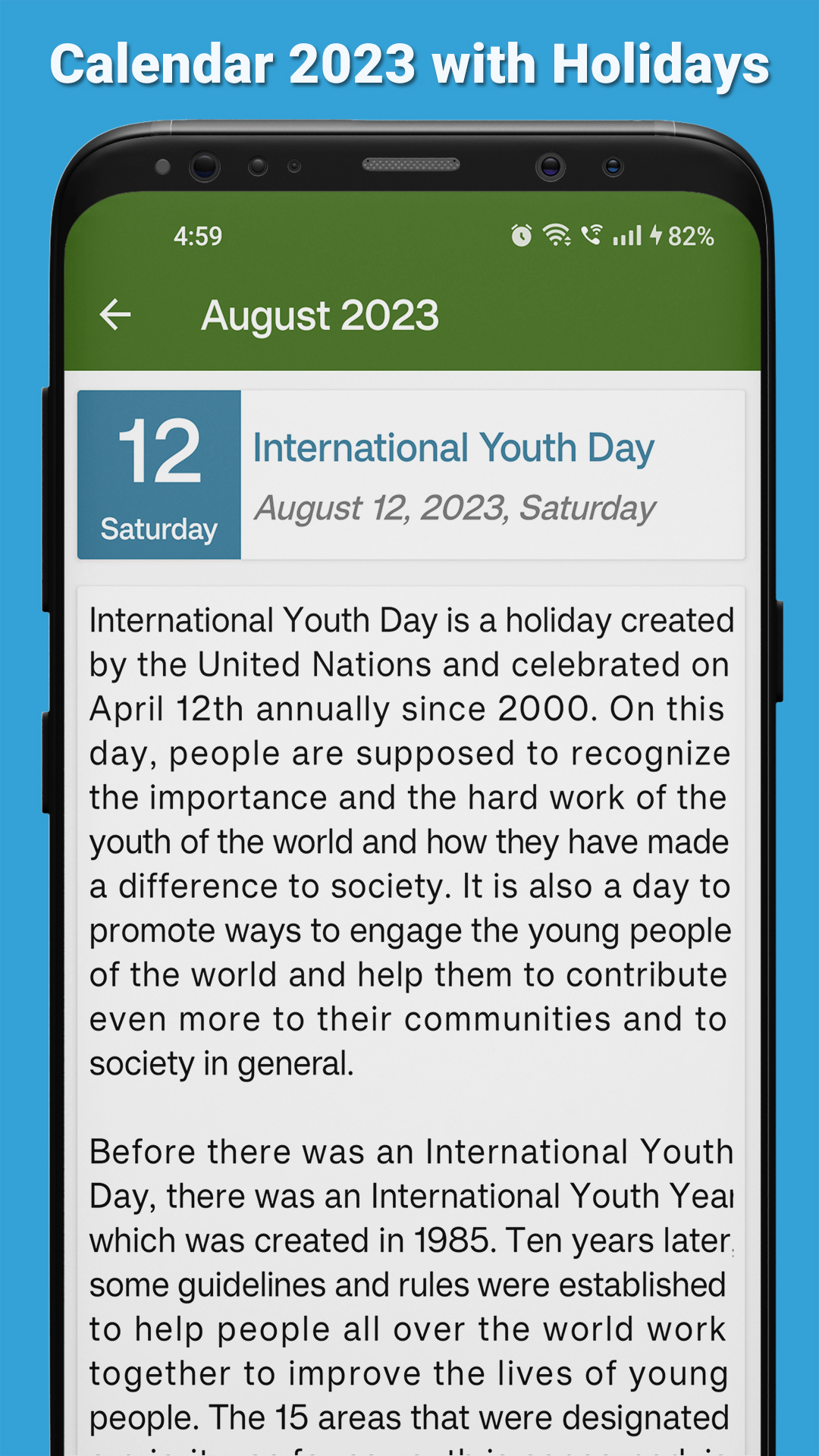 Calendar 2023 with Holidays:Amazon.com:Appstore for Android