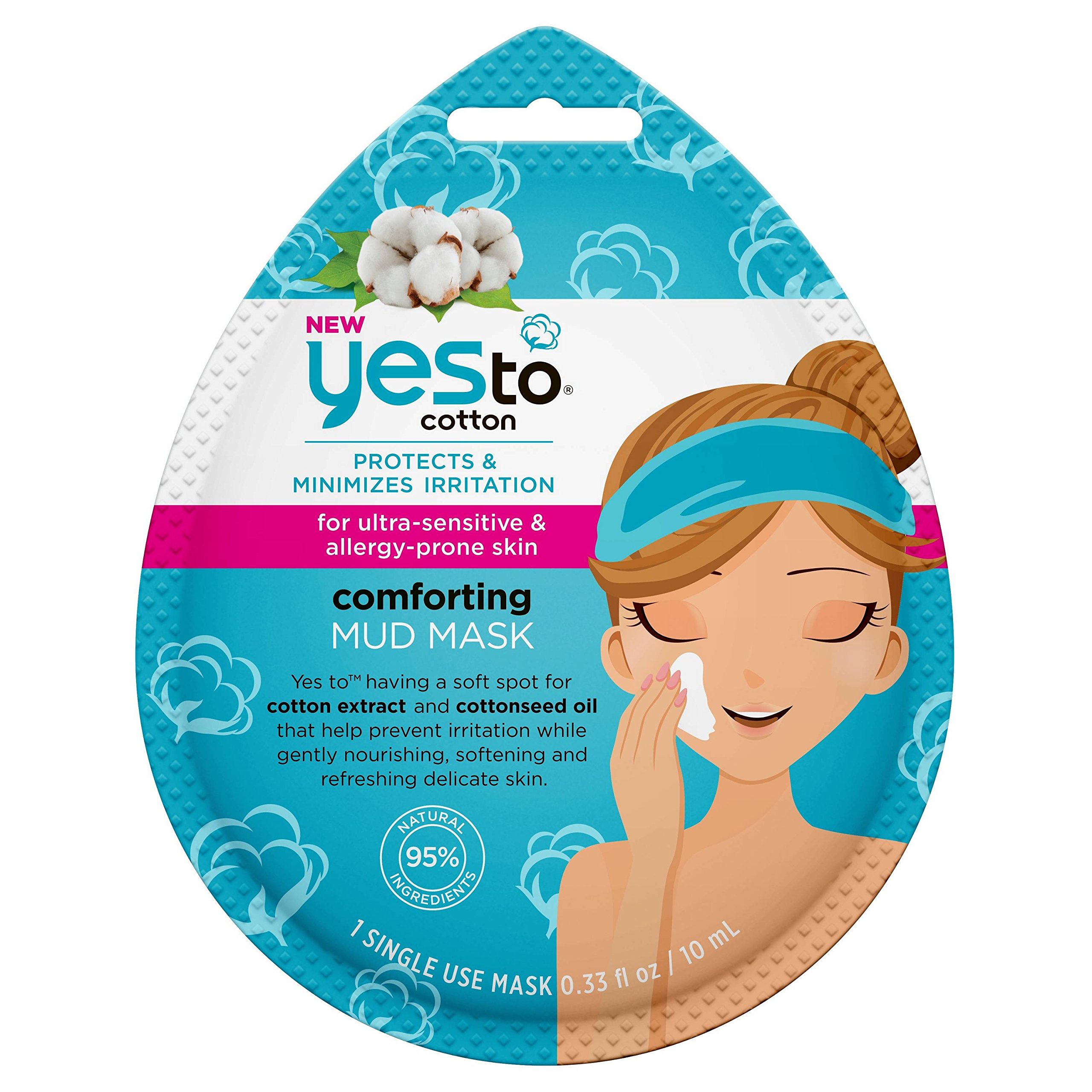 Yes to Cotton Protects & Minimizes Irritation Ultra-Sensitive Mud Mask, 1 Single Use Mask (Pack of 2)