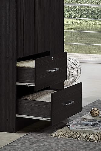 Miniatura 7 de Hodedah Armario de 3 puertas con 2 cajones, 3 estantes en chocolate Chocolate,Caoba,Blanco,Hayedo,Negro -,https://www.amazon.com/dp/undefined