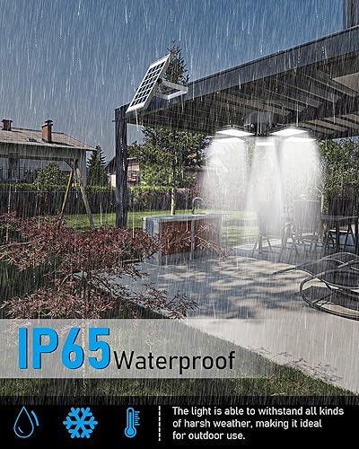 Miniatura 6 de eTzone Luces colgantes solares de 160 LED para exterioresinteriores de 5 hojas, 6 modos de luces solares para cobertizo, luces solares ajustables