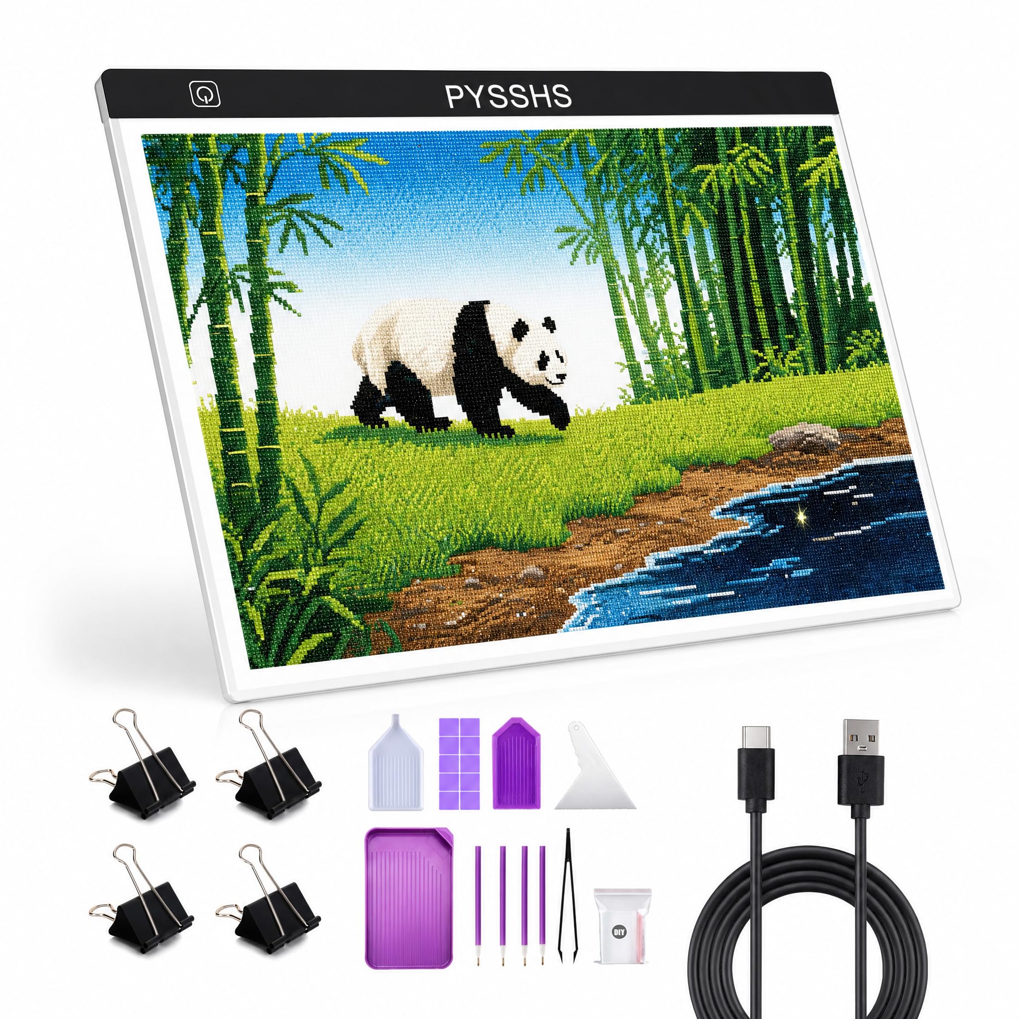 Podkładka świetlna LED A3 do sztuki diamentowej, zasilana przez USB, 3 poziomy jasności, z klipsami i diamentowym obrazem, zestawy DIY, akcesoria do rysowania, rysowania, szkicowania, animacji