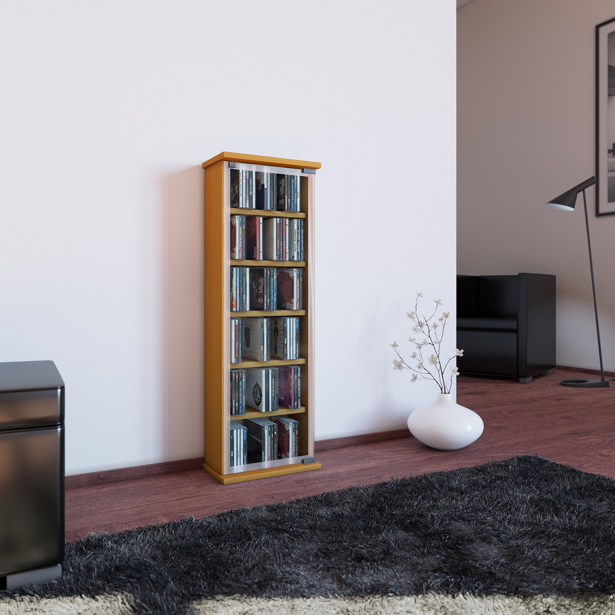 VCM Classic - Torre de CD/DVD, para 150 CDs, Color Haya