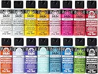 Vista 1 de FolkArt Juego de 16 piezas de pintura acrílica para manualidades multisuperficie, formulada para ser no tóxica, perfecta para principiantes