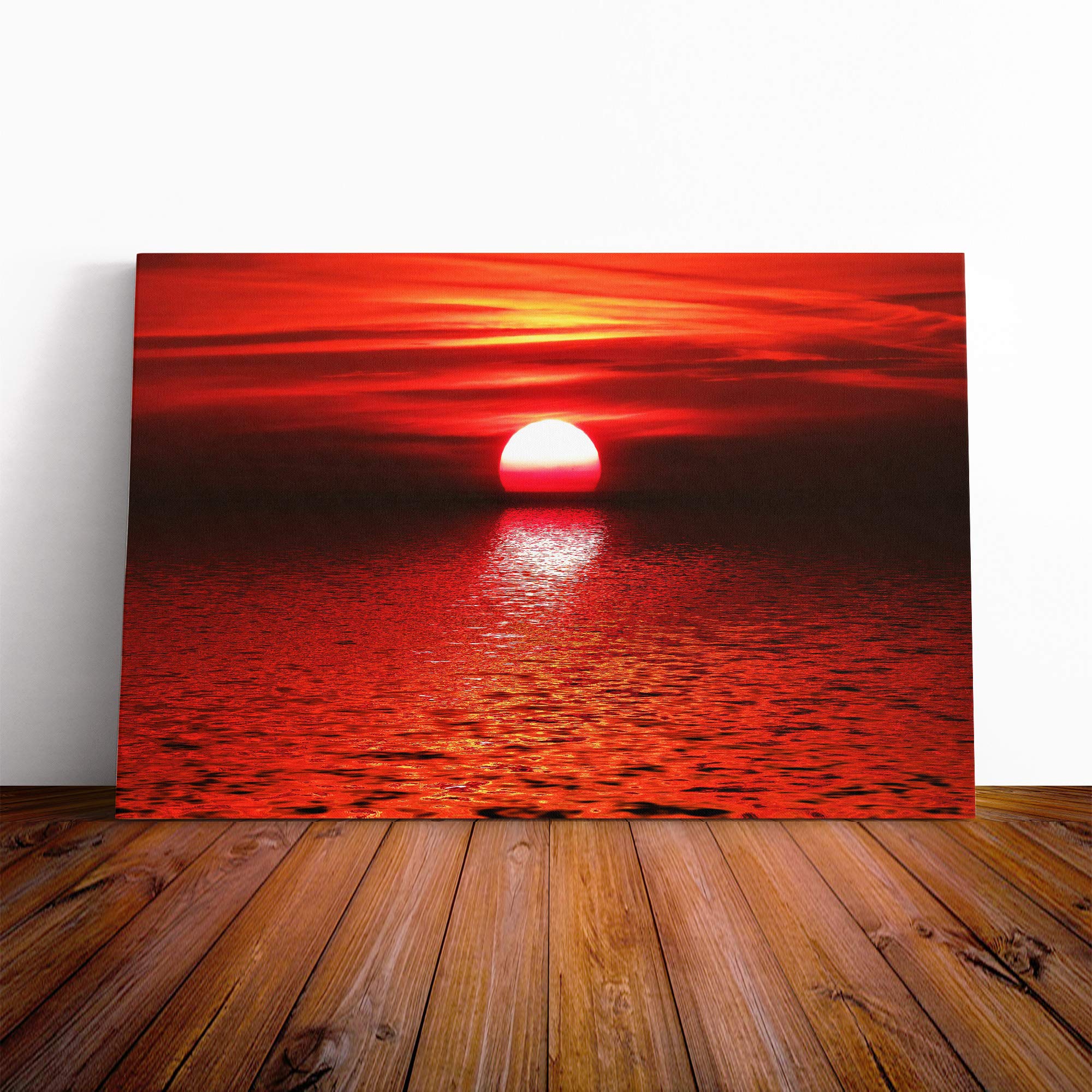 Landscape Red Sunset Canvas Print | Gallery Wrapped 30mm Frame Wall Art | 30x20 inches | Ready to Hang | Modern Landscape Picture | Living Room Bedroom Lounge Office