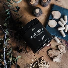40,000mg 40x Strength Organic Black Maca Root w. Ashwagandha - 1 Highest Potency Black Maca Root Capsules for Men Supplement 40:1 Extract - 100% Pure Maca Peruana, Maca Powder Pills, Gelatinized