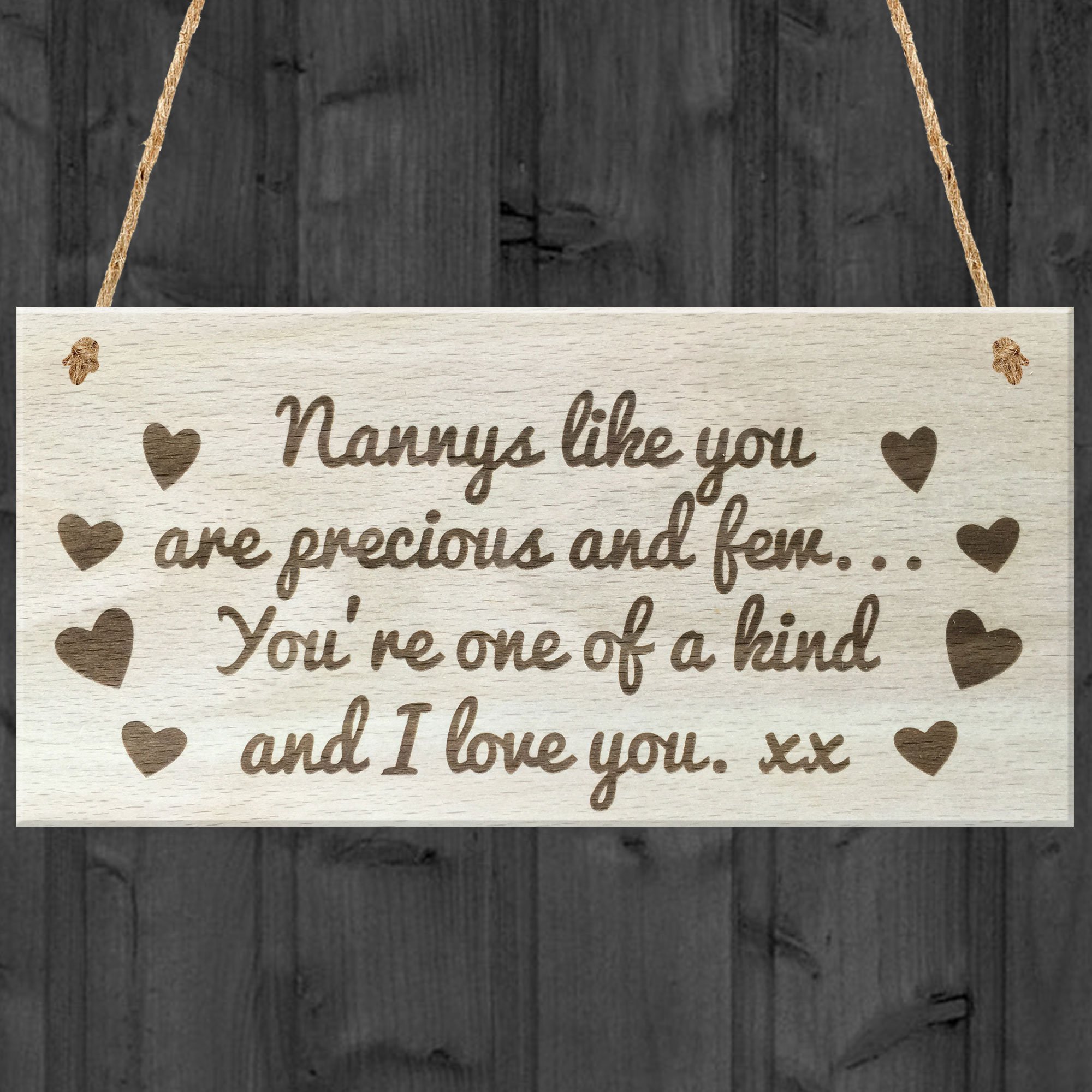 Red Ocean Nannys Like You Are Precious Anf Few You're One Of A Kind And I Love You Wooden Hanging Plaque Grandma Sign Gift