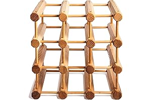 J.K. Adams Wood Stackable Modular Wine Rack Storage Holder with Natural Pins, 12 Bottle