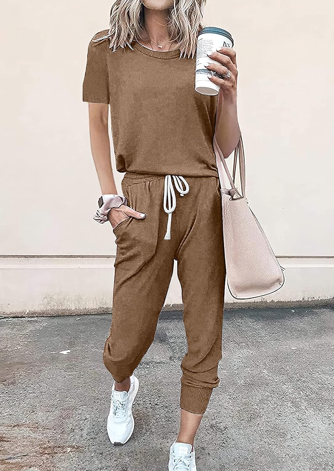 PRETTYGARDEN Women Summer Two Piece Outfits Striped Short Sleeve Pullover and Long Pants Tracksuit Travel Pajama Lounge Set - Image 2