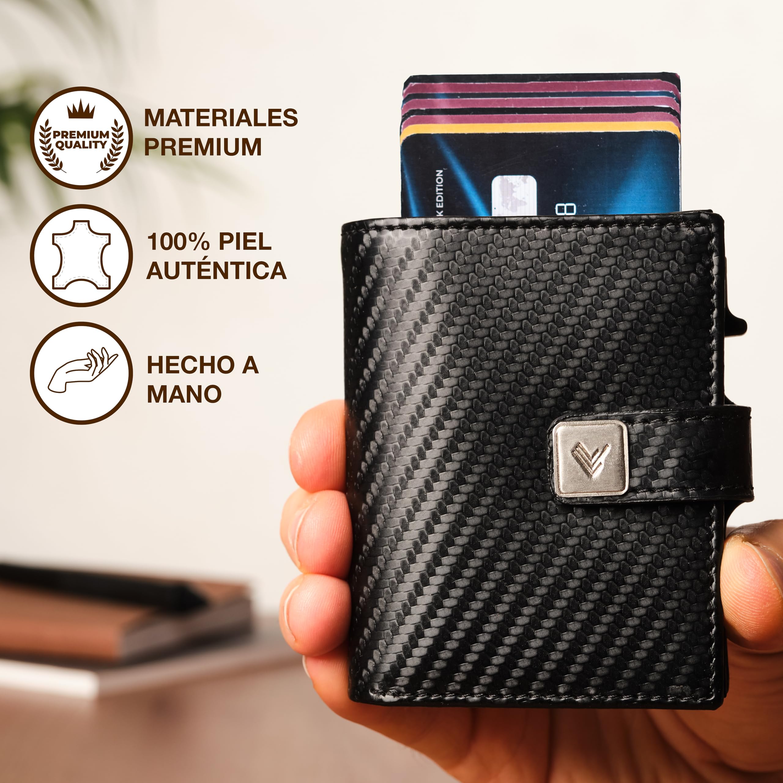 Carteras para Hombre Piel - Tarjetero Hombre RFID- Billeteras Hechas a Mano - Slim Wallet for Men - Porta Tarjetas Moderno - La Cartera Tarjetero Pequeño