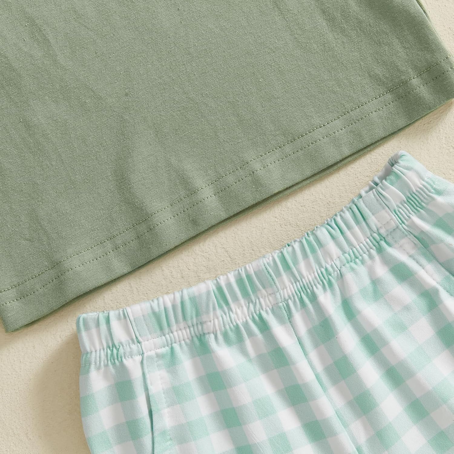 Toddler Baby Boy Fishing Outfit Short Sleeve Crew Neck Shirt and Plaid Elastic Waist Shorts Set Infant Summer Clothes - Image 6