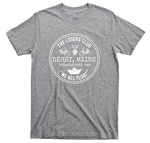 The Losers Club T Shirt We All Float Stephen King It Book Movie Tee (XXXL, Sport Gray)