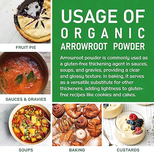Miniatura 8 de Jiva Organics Harina de arrurruz orgánica (polvo) Bolsa de 2 libras - Cruda, sin OMG, sin gluten