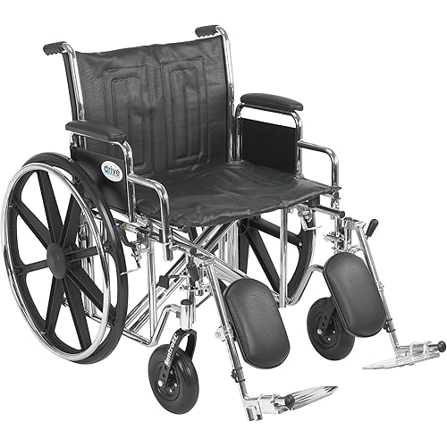 Drive Medical STD20ECDDAHD-ELR Bariatric Sentra EC Heavy Duty Wheelchair with Detachable Desk Arms and Swing Away Leg Rests, Black