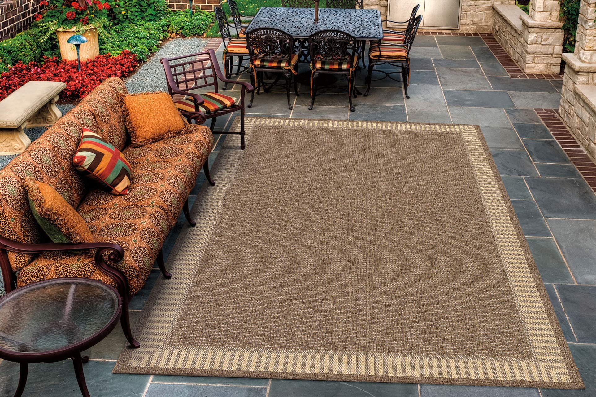 CouristanRecife 1681/1500 Wicker Rug, 5-Feet 3-Inch by 7-Feet 6-Inch, Stitch/Cocoa/Natural