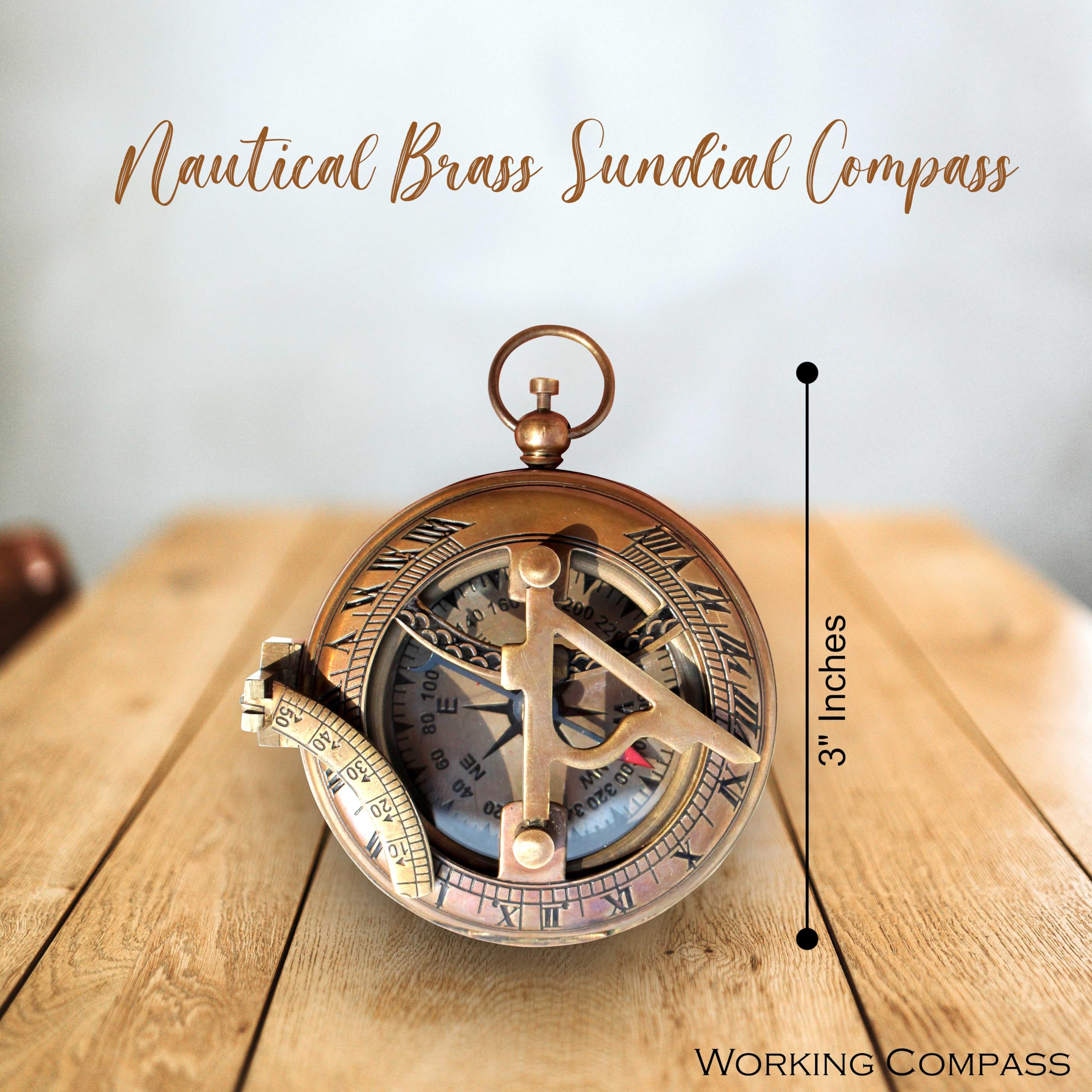 Be Strong and Courageous Engraved Sundial Compass, Confirmation Gift Ideas, Baptism Gift for Boys, Inspirational Gift for Men -Engraved 1:9 Sundial Compass Camping Compass