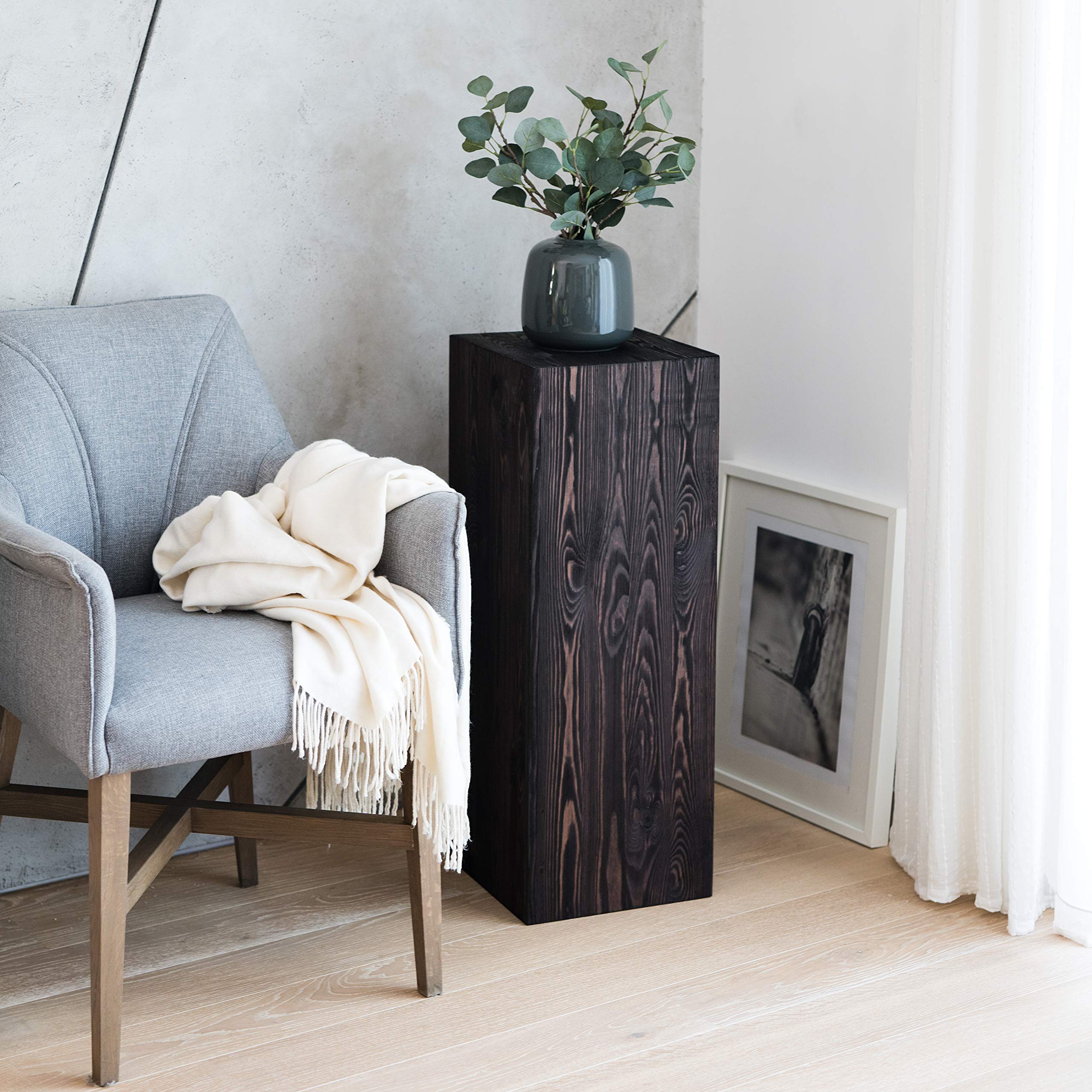 Colonna Decorativa In Legno Massello 30x30x30cm - Design Rustico, Noce, Per Interni