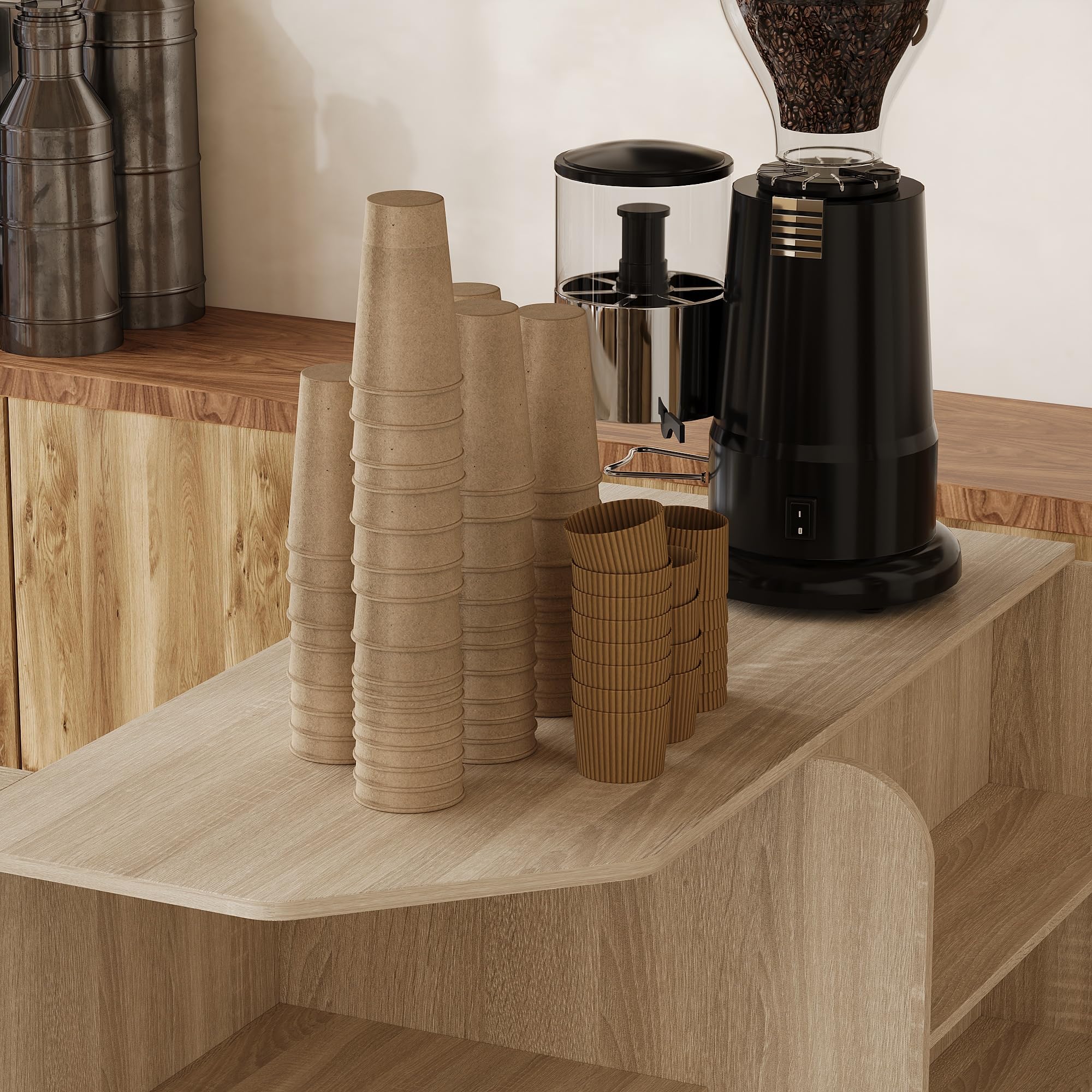 Mesa de recepción en forma de L con espacio de almacenamiento – Moderno mostrador de recepción con 3 cajones y armario, mesa de mostrador de madera para oficina, hotel, salón, práctica y