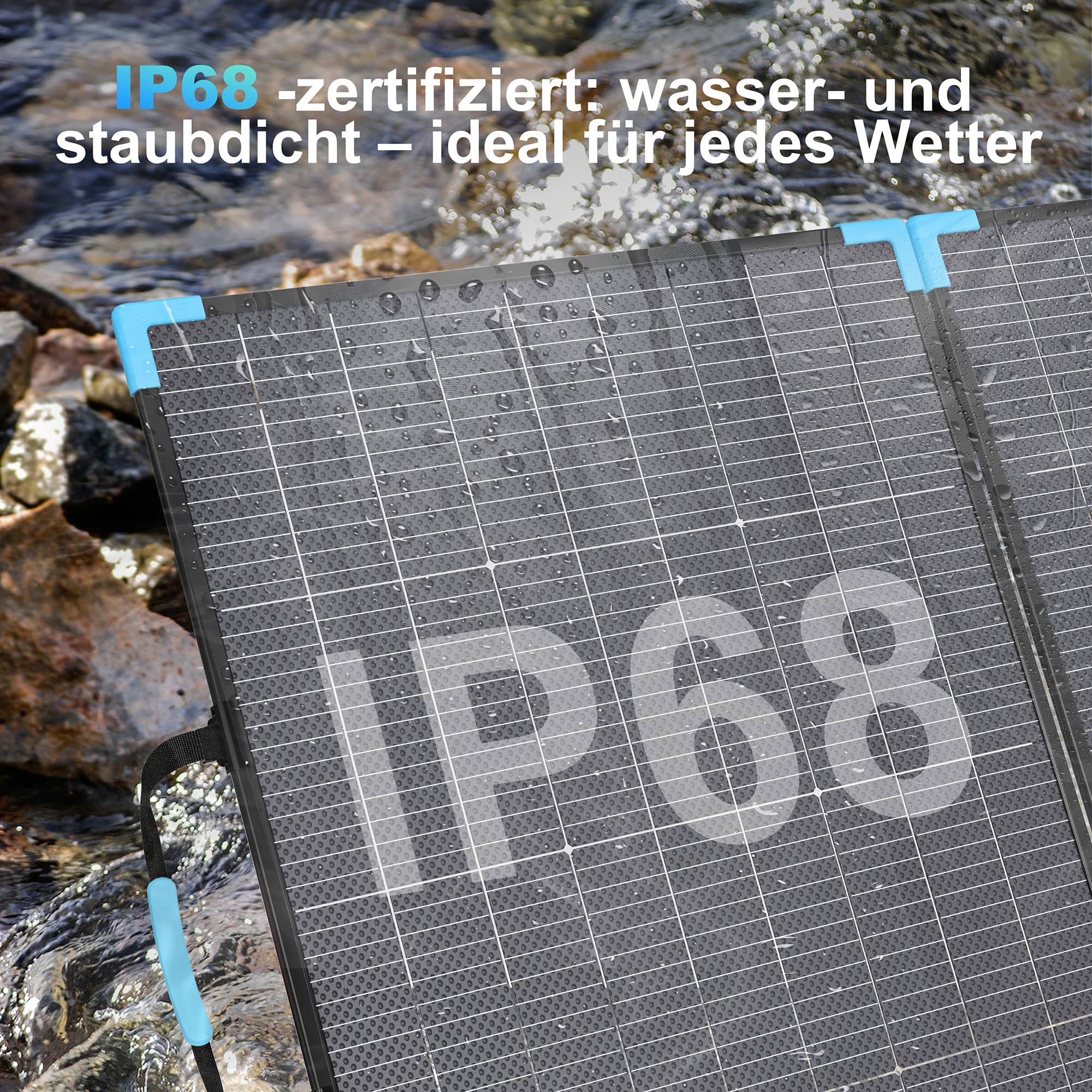 110W Bifaziale Faltbares Solarpanel, 20V Monokristallines Solarpanel | 25% Wirkungsgrad Tragbares Solar panel, IP68 Wasserdicht mit MC4-Ausgangskabel und Ständer für Powerstation, Camping