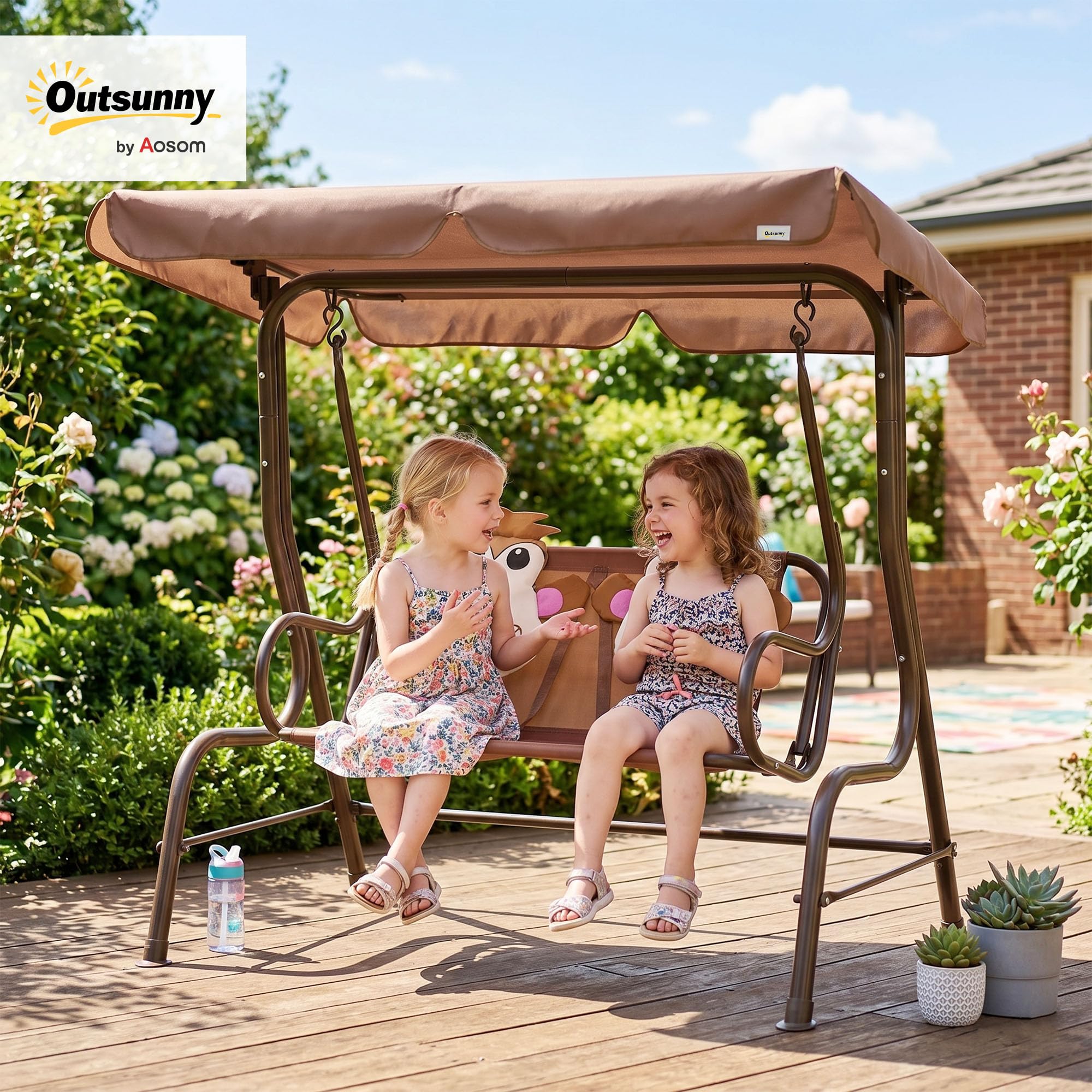 Amazon.com: Outsunny Kids Patio Swing 2-Seater Adjustable Canopy