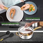 NutriChef Kitchenware Pots & Ensemble de casseroles -16-Piece Ensemble de cuisine avec ustensiles en nylon, revêtement en céramique de Prestige nonick, vaisselle élégante, coffre-fort d'induction, acier inoxydable
