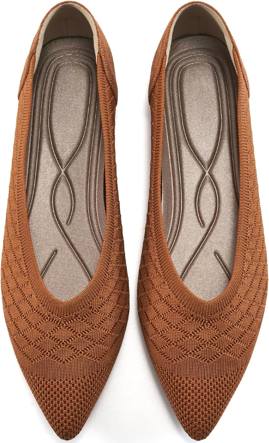 Aomigoct Dressy Comfortable Womens Flats: Point Toe & Breathable Knit for Office All-Day Wear - Flexible Cushioned Sole for Effortless in Work - Professional Women