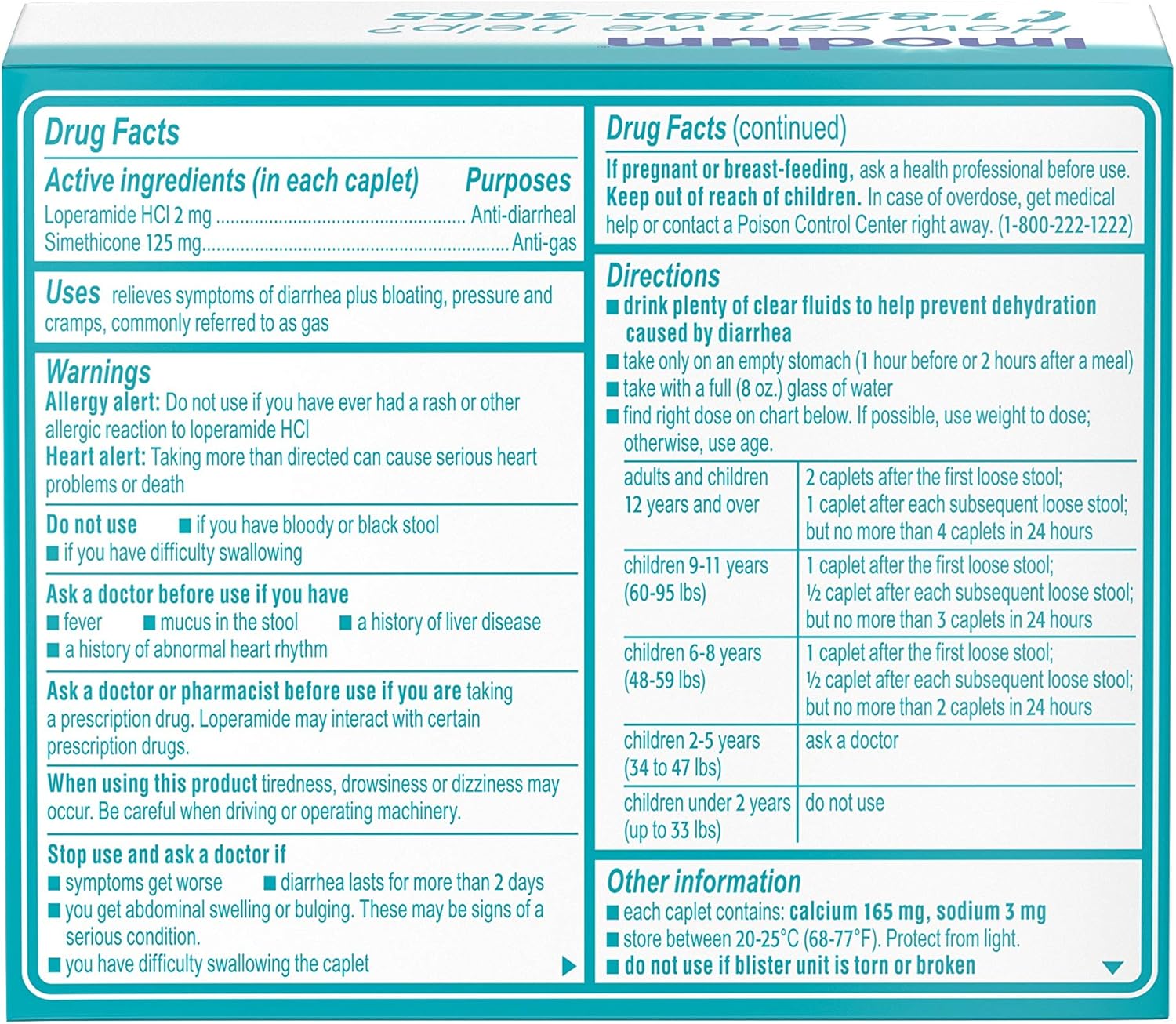 Imodium Multi-Symptom Relief Anti-Diarrheal Caplets, Loperamide Hydrochloride & Simethicone, 24 ct. : Everything Else