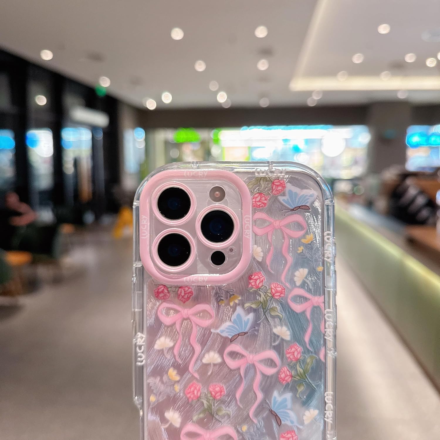 for iPhone 16 Case, Pink Bow Pattern Design,Glitter Sparkling Laser Case,2-in-1 with Beaded Wrist Strap,Soft TPU Frame, Shockproof and Anti-Shock, Suitable for Women & Girls - Image 4