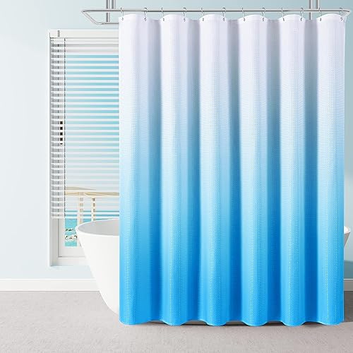 Miniatura 29 de Cortina de ducha de 78 pulgadas de largo, tela texturizada, cortinas de baño marrones, cortinas de poliéster degradado para baño, cortina de ducha