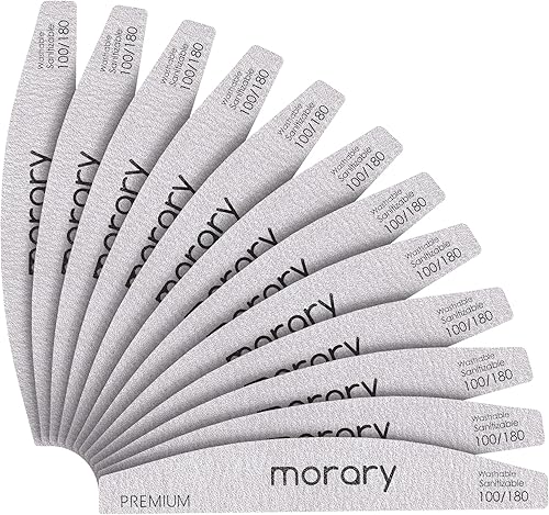 Lima de uñas de grano 100180 para uñas naturales, uñas acrílicas, doble cara, limas de uñas limas para acrílico, paquete de 12