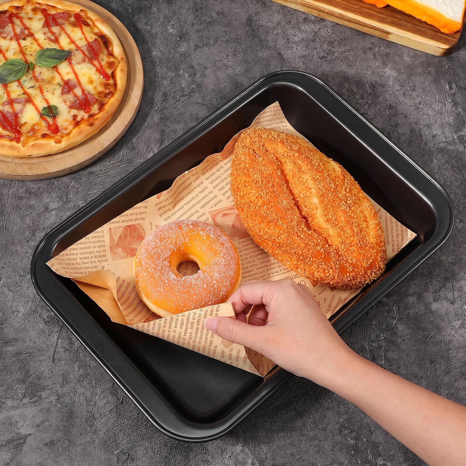4-Pack Carbon Steel Rectangle Baking Pan Set 11“ x 8", Non-Stick Cake Pans