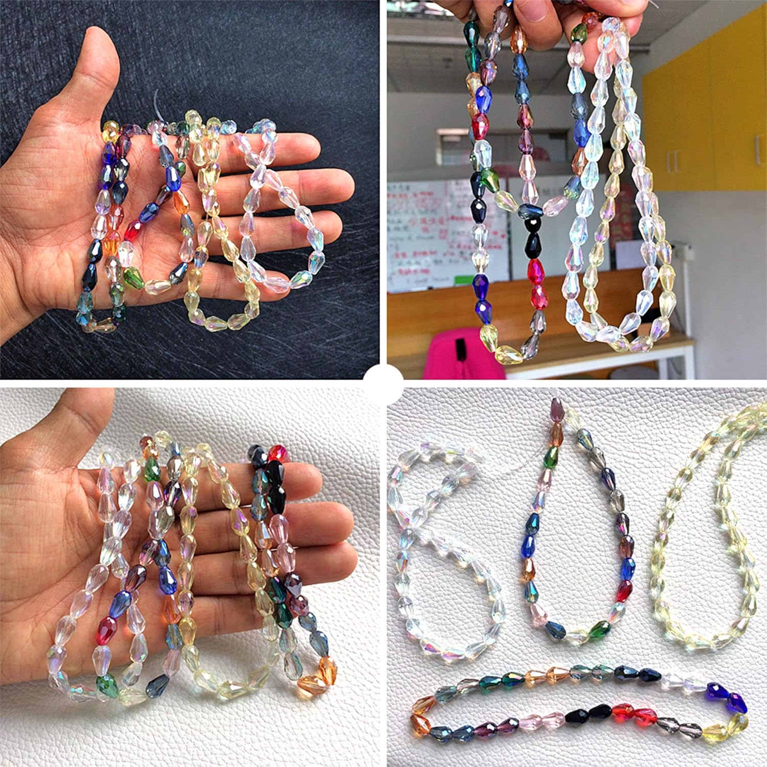 8x12mm Teardrop Glass Beads for Jewelry Making, 300pcs Faceted Vertical Hole Shape, Crystal Prism Beads for Pendants Bracelets Necklaces Earring - Image 6