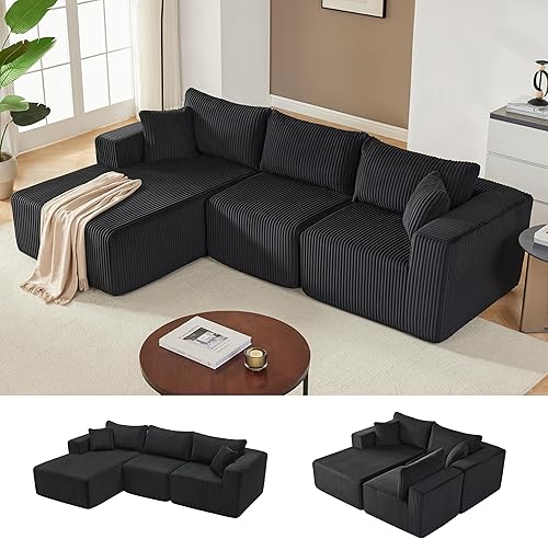 Miniatura 20 de Sofá modular de 108 pulgadas, sofá modular de nube con asiento profundo, moderno sofá modular en forma de L con diván, sofás tapizados sin hueso