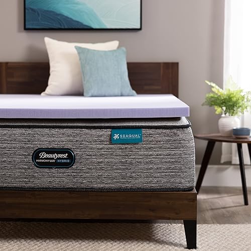 Miniatura 2 de BEAUTYREST, Cubrecolchón de espuma viscoelástica con cuentas de gel de aloe, color lavanda, 2 pulgadas, tamaño Queen