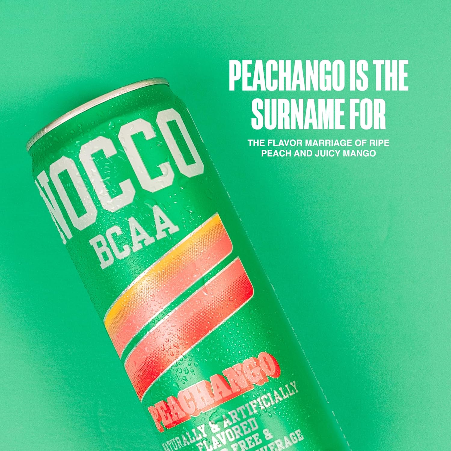 NOCCO BCAA Drink Peachango - 12 Fl Oz (Pack of 12) - 0mg of Caffeine, 5000mg of BCAAs – Sugar & Caffeine Free Low Calorie Carbonated Drink with Vitamin B6, B12, Biotin - Grab & Go Performance Drink
