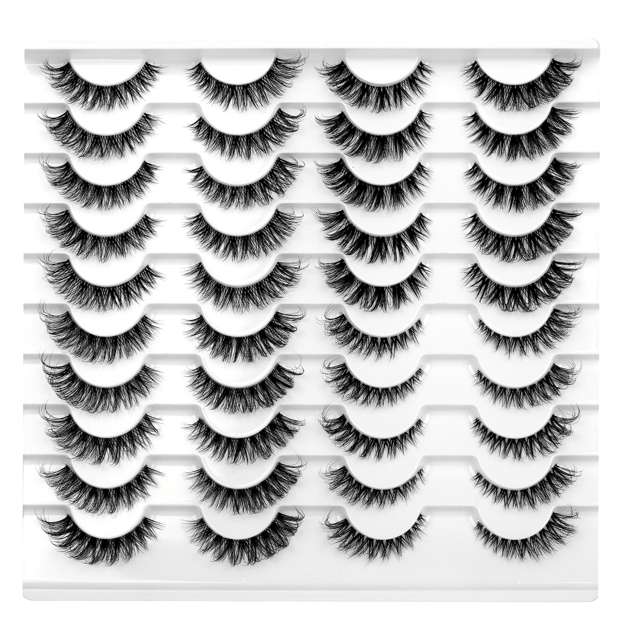 Pooplunch False Eyelashes 20 Pairs Natural Strip Lashes Short Cat Eye Look Volume Wispy Fake Eyelash Extensions Clear