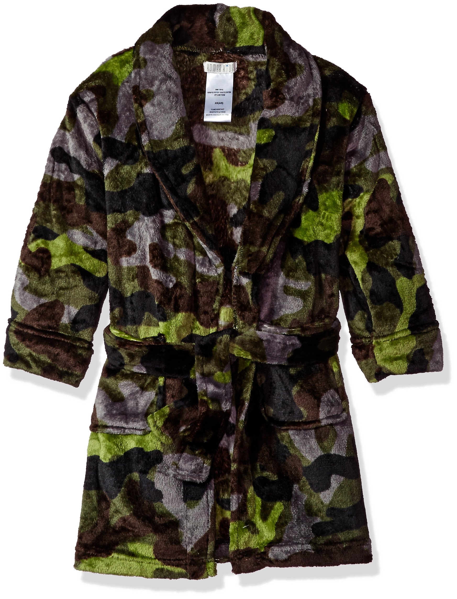 Komar Kids Boys' Big Printed Fleece Robe, Camo, X-Small