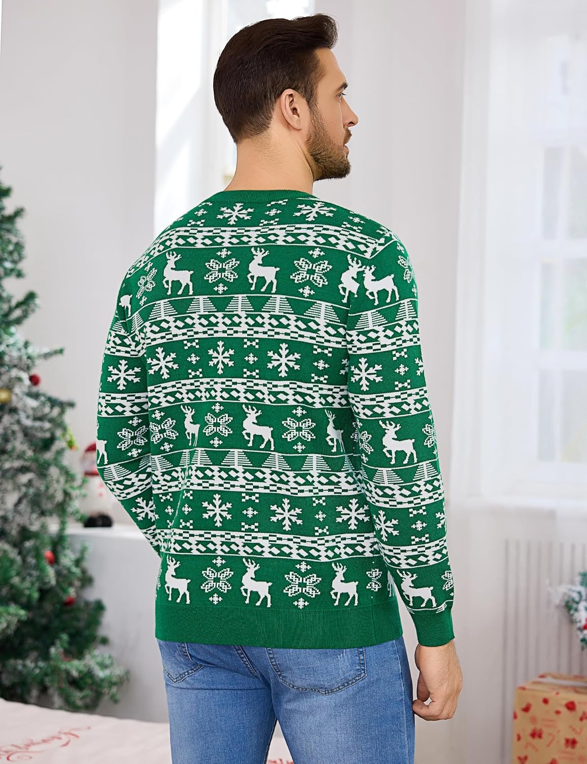 Kersttrui heren gebreide trui Kerstmis rendier trui Christmas Sweater mannen basic hoodie oversized kersttrui familie Xmas trui, M